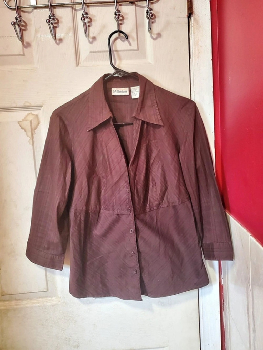 Millennium Women's Shirt. Brown. Medium.